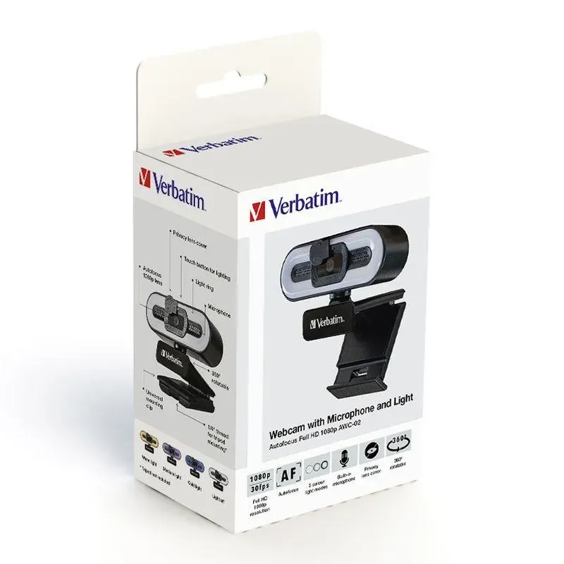Kamera internetowa Verbatim AWC-02 1080p FHD USB 2.0 z | PartsPC.pl