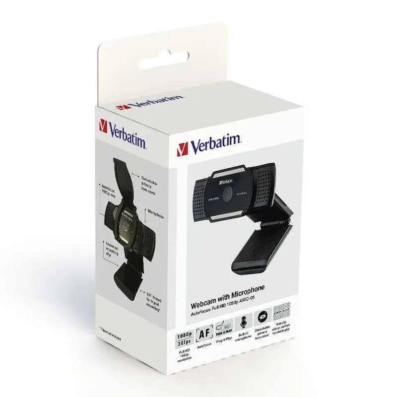Kamera internetowa Verbatim AWC-01 1080p FHD USB 2.0 z | PartsPC.pl