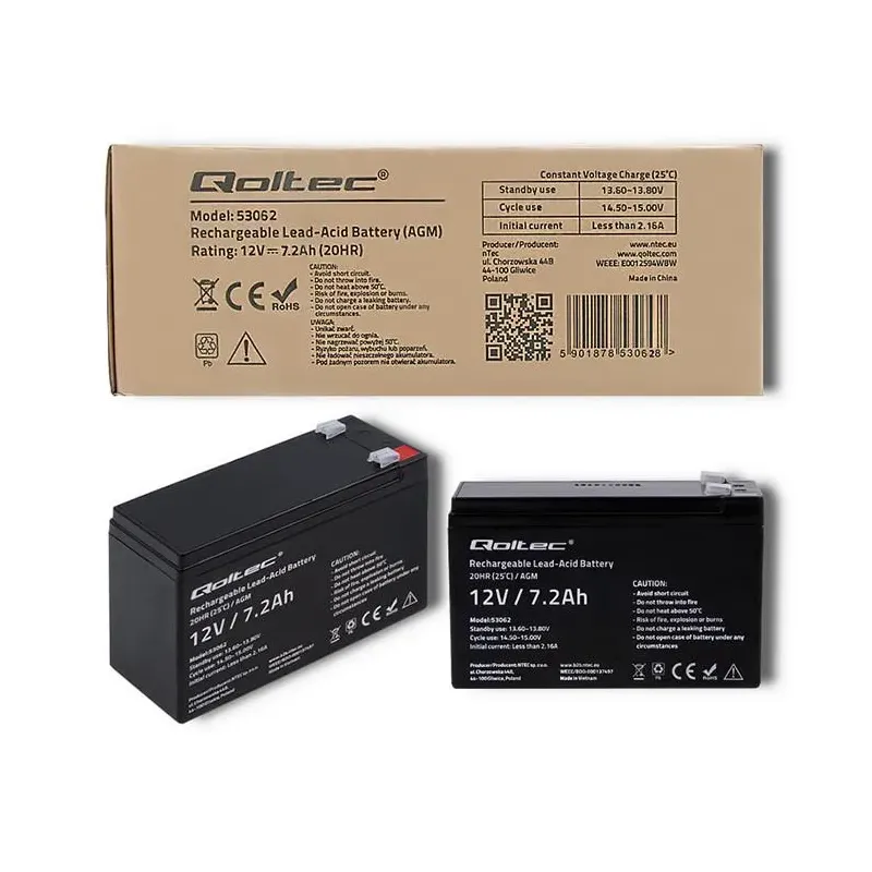 Akumulator AGM Qoltec 12V | 7.2Ah | PartsPC.pl
