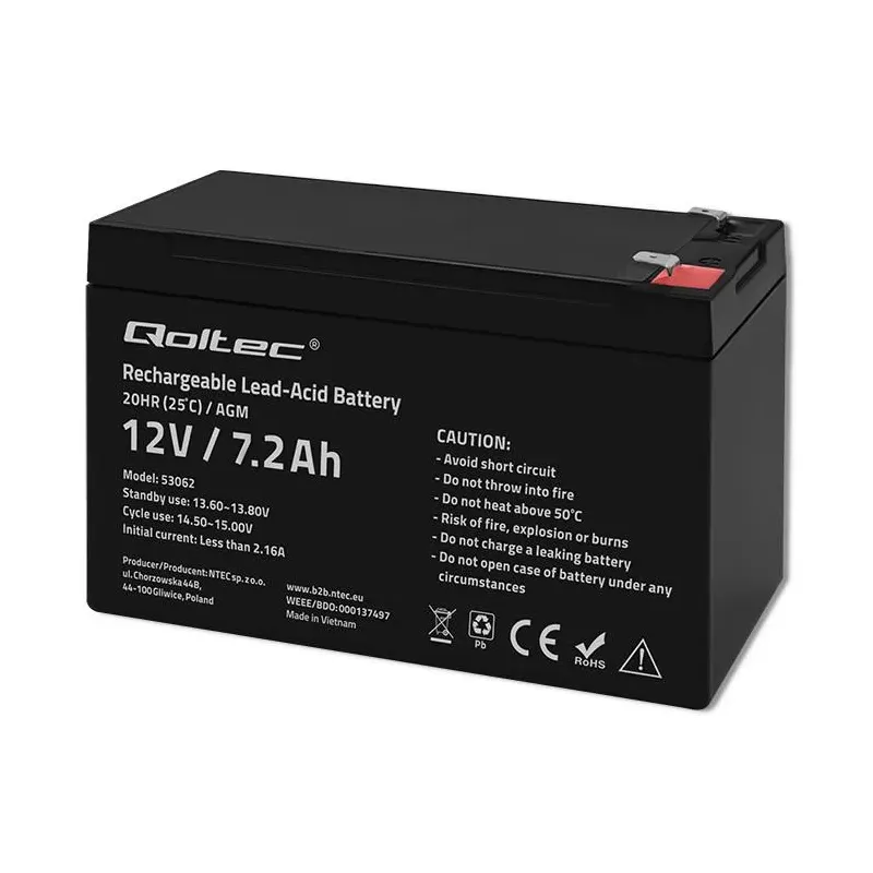 Akumulator AGM Qoltec 12V | 7.2Ah | PartsPC.pl