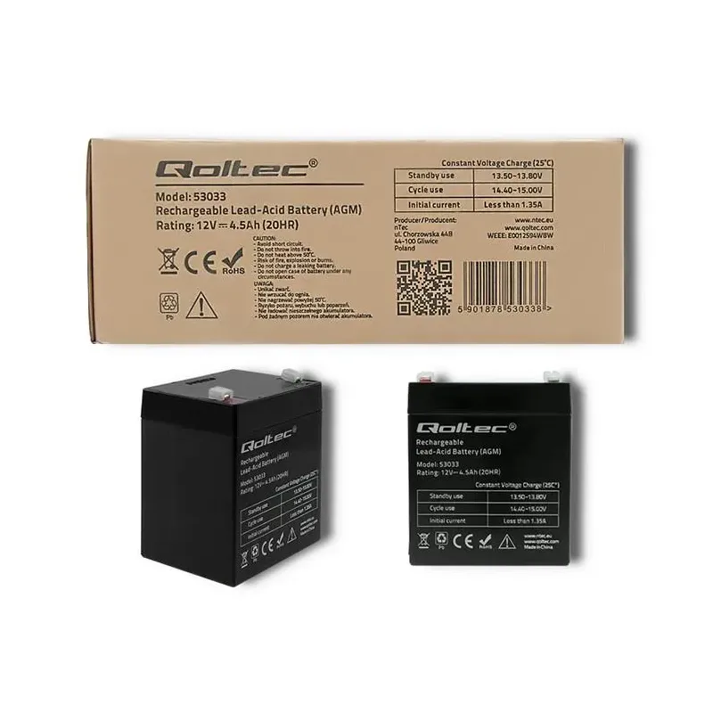 Akumulator AGM Qoltec 12V | 4.5Ah | PartsPC.pl