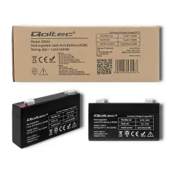 Akumulator AGM Qoltec 6V | 1.3Ah | PartsPC.pl