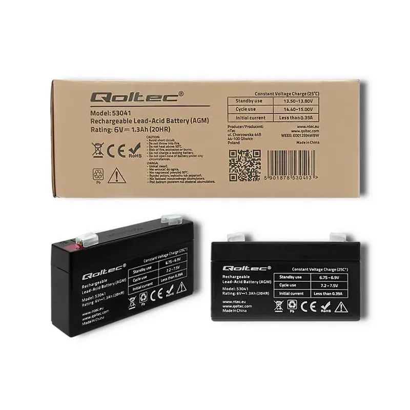 Akumulator AGM Qoltec 6V | 1.3Ah | PartsPC.pl