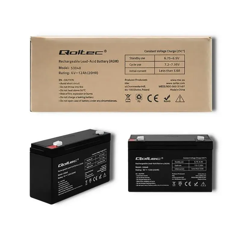 Akumulator AGM Qoltec 6V | 12Ah | PartsPC.pl