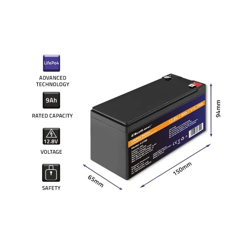 Akumulator LiFePO4 Qoltec Litowo-Żelazowo-Fosforanowy | | PartsPC.pl