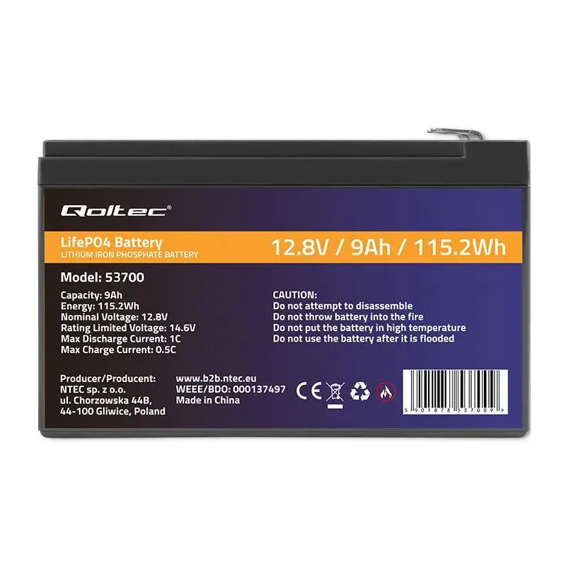 Akumulator LiFePO4 Qoltec Litowo-Żelazowo-Fosforanowy | | PartsPC.pl