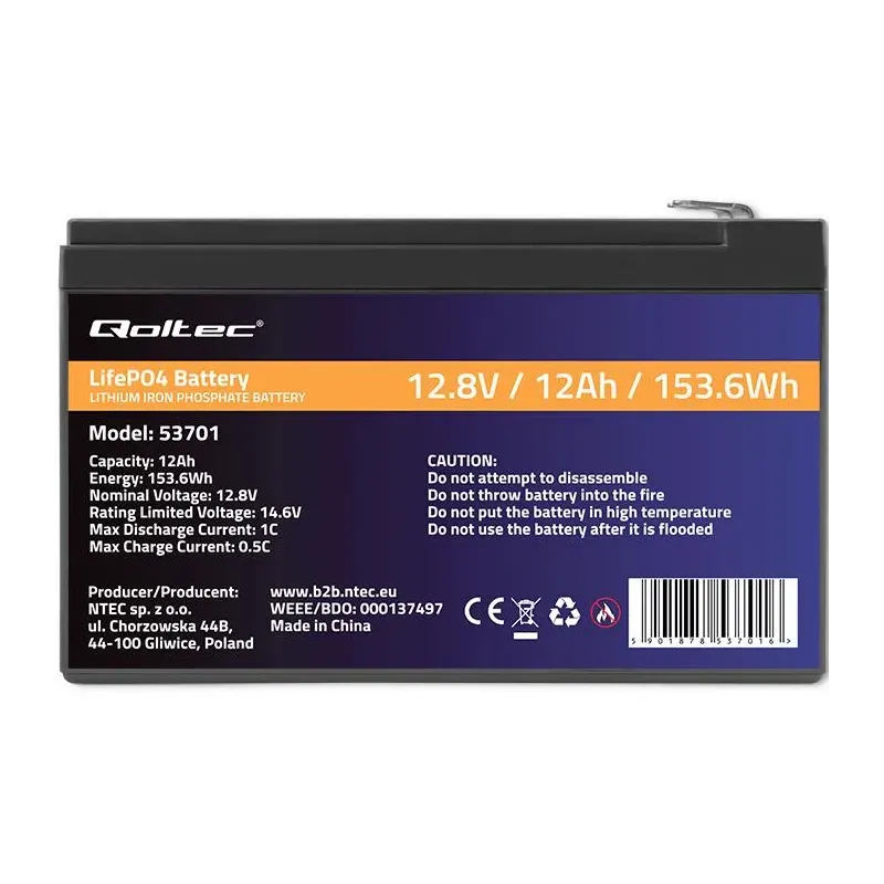 Akumulator LiFePO4 Qoltec Litowo-Żelazowo-Fosforanowy | | PartsPC.pl