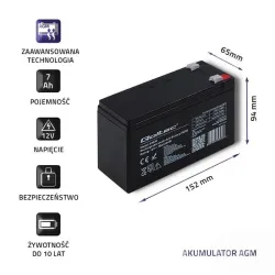 Akumulator AGM Qoltec 12V | 7Ah | PartsPC.pl