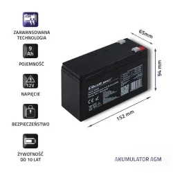 Akumulator AGM Qoltec 12V | 9Ah | PartsPC.pl