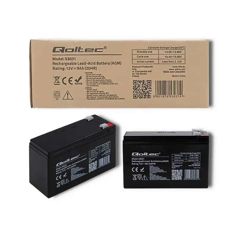 Akumulator AGM Qoltec 12V | 9Ah | PartsPC.pl