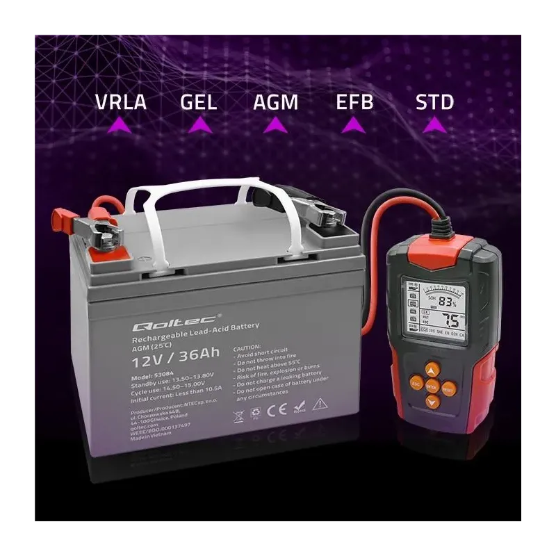 Tester cyfrowy Qoltec akumulatora z wyświetlaczem LCD | | PartsPC.pl