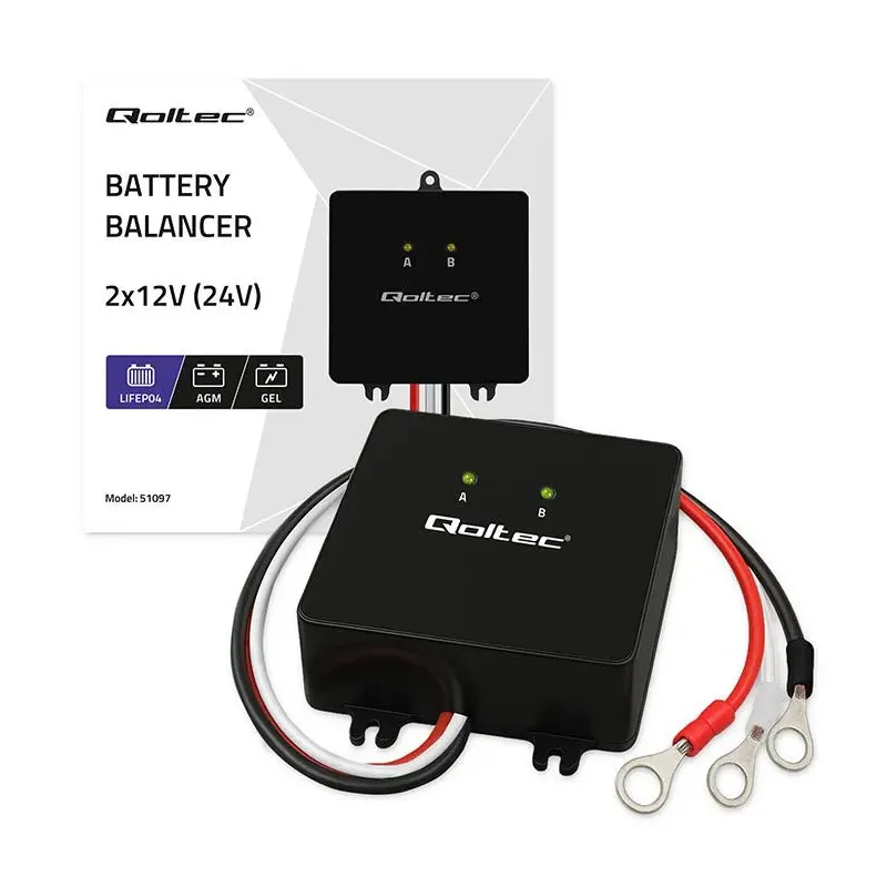Balanser napięcia Qoltec 24V do akumulatorów 2x12V | 5A | PartsPC.pl