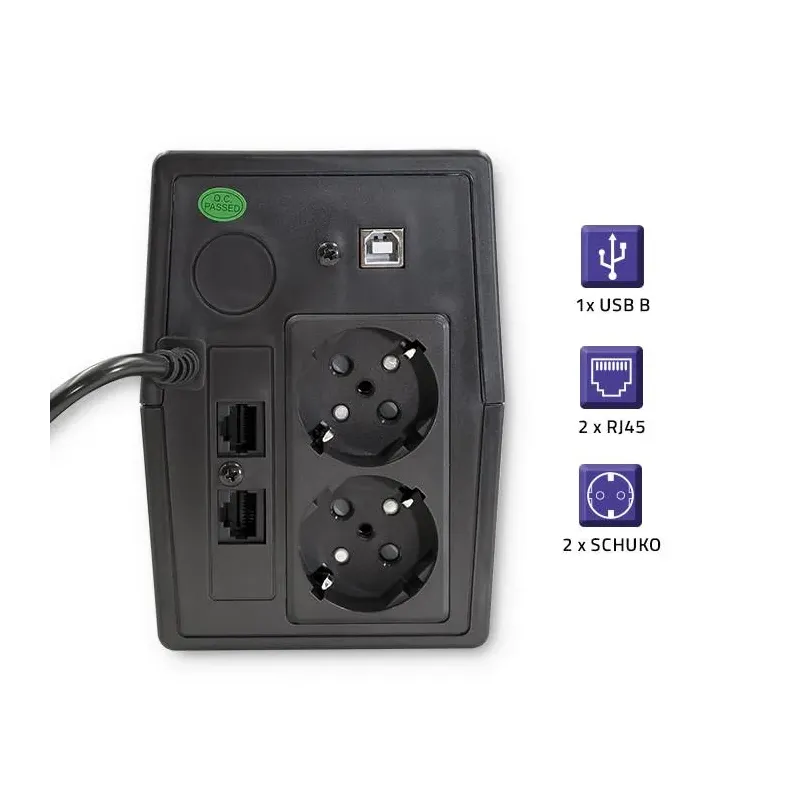 Zasilacz awaryjny UPS Qoltec Monolith | 650VA | 360W | | PartsPC.pl