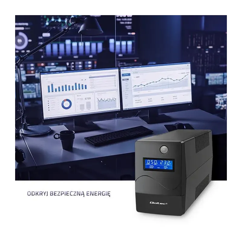 Zasilacz awaryjny UPS Qoltec Monolith | 650VA | 360W | | PartsPC.pl