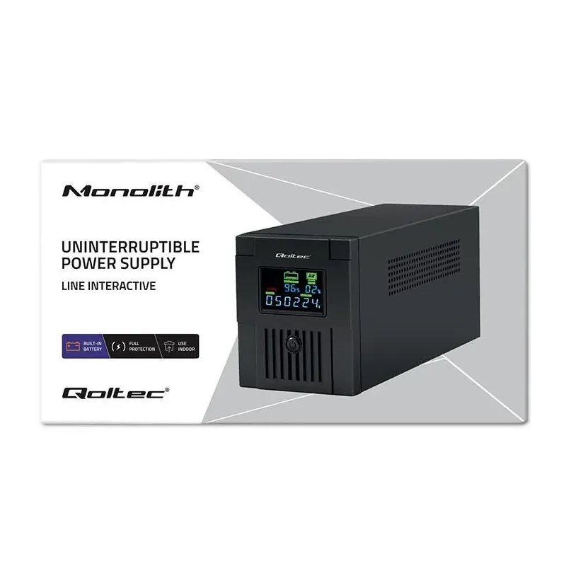 Zasilacz awaryjny UPS Qoltec Monolith | 1500VA | 900W | | PartsPC.pl