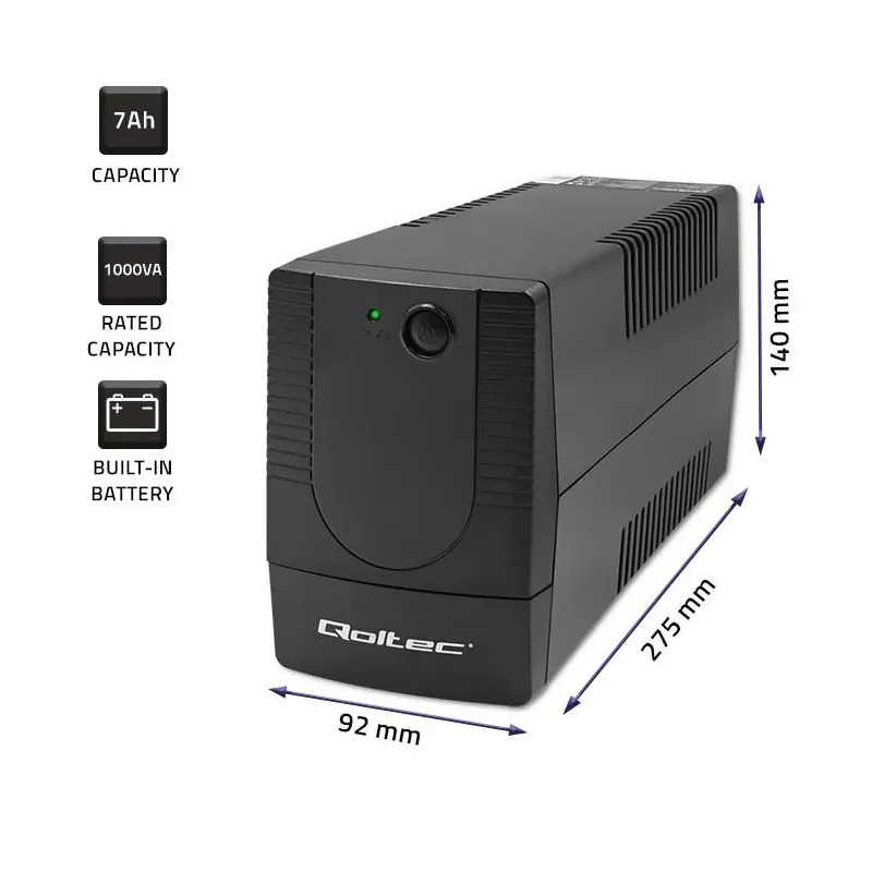 Zasilacz awaryjny UPS Qoltec Monolith | 1000VA | 600W | PartsPC.pl