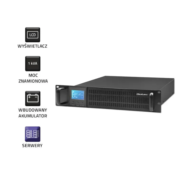 Zasilacz awaryjny UPS Qoltec RACK | 1kVA | 800W | LCD | PartsPC.pl