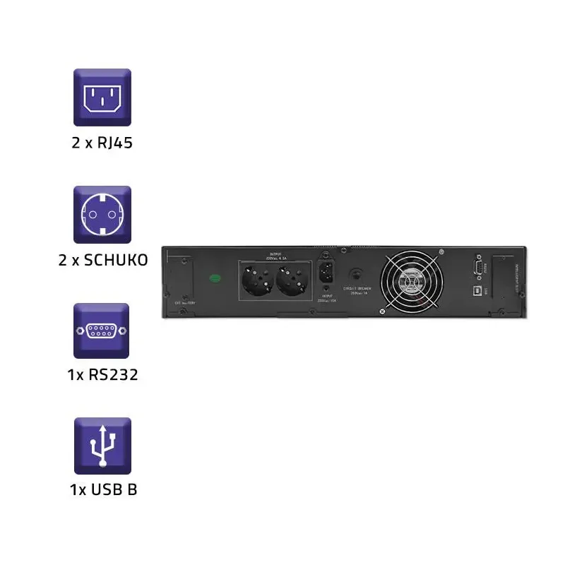 Zasilacz awaryjny UPS Qoltec RACK | 1kVA | 800W | LCD | PartsPC.pl