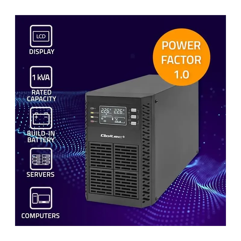 Zasilacz awaryjny UPS Qoltec 1kVA | 1000W | Power Factor | PartsPC.pl