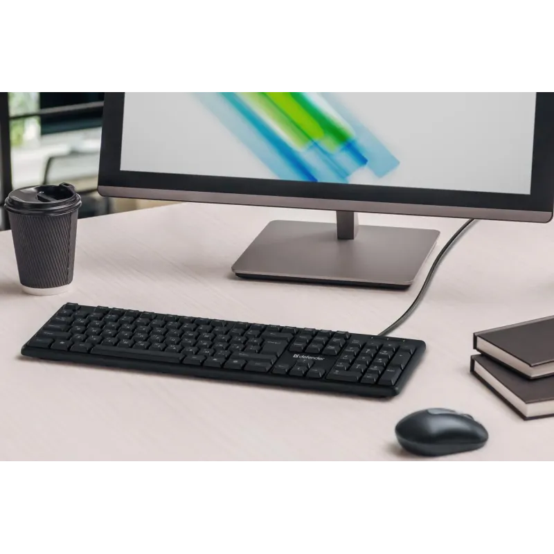 Klawiatura przewodowa Defender ELEMENT HB-520 USB czarna | PartsPC.pl