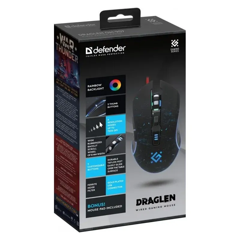 Mysz przewodowa Defender DRAGLEN GM-907 7200dpi 6P + | PartsPC.pl