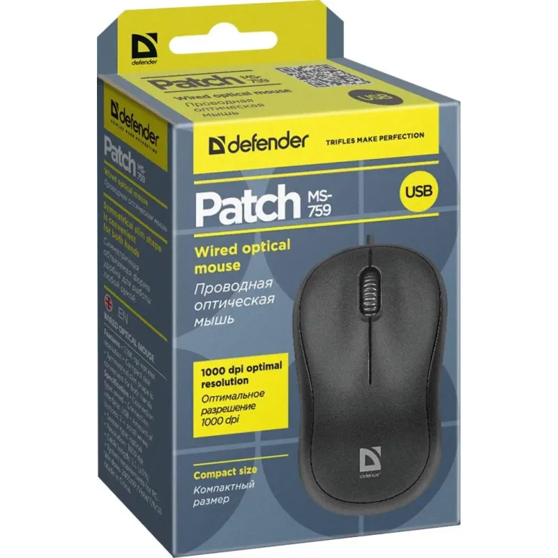 Mysz przewodowa Defender PATCH MS-759 OPTICAL 1000dpi 3P | PartsPC.pl