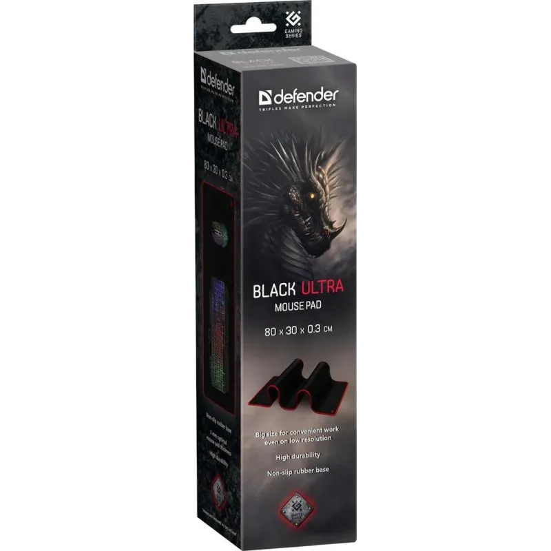 Podkładka Defender Gaming BLACK ULTRA 800x300x3mm | PartsPC.pl