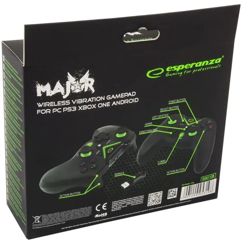 Gamepad PS3/PC/XBOX ONE/ANDROID USB Esperanza "Major" | PartsPC.pl
