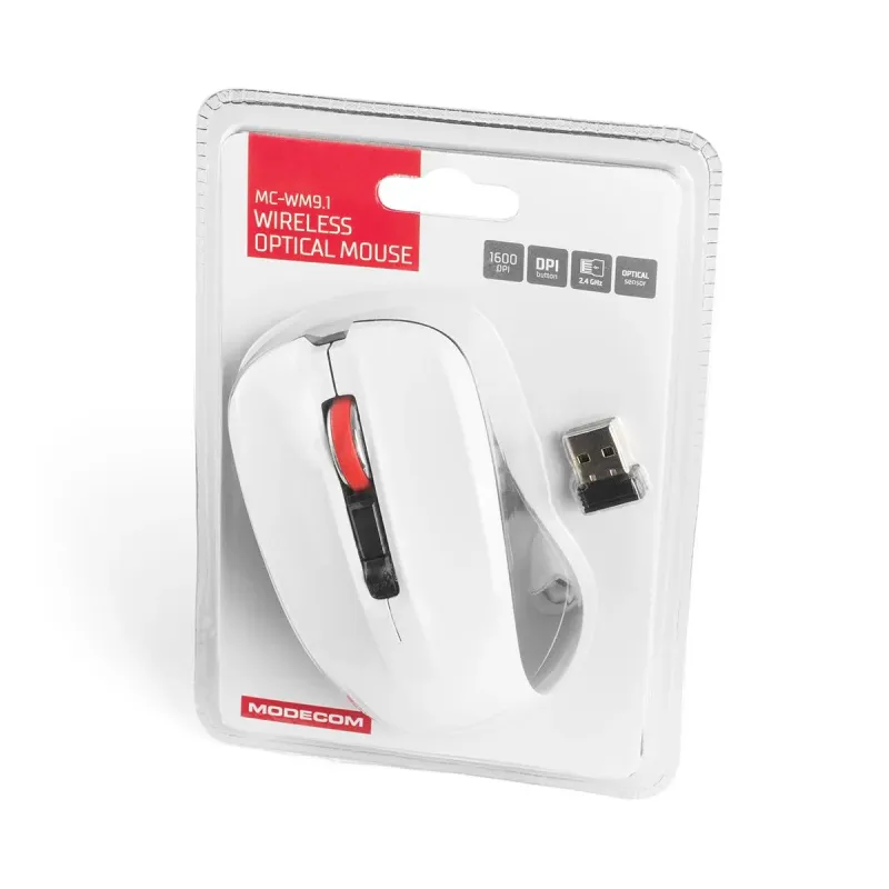 Mysz bezprzewodowa Modecom WM9.1 optyczna czarno-biała | PartsPC.pl
