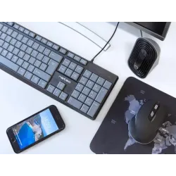 Klawiatura przewodowa Natec Nautilus US slim czarno-szara | PartsPC.pl