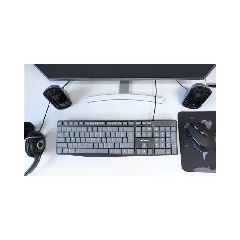 Klawiatura przewodowa Natec Nautilus US slim czarno-szara | PartsPC.pl