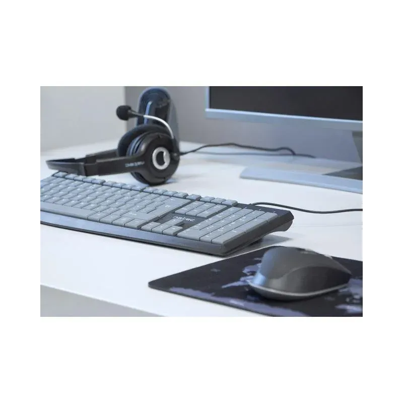 Klawiatura przewodowa Natec Nautilus US slim czarno-szara | PartsPC.pl