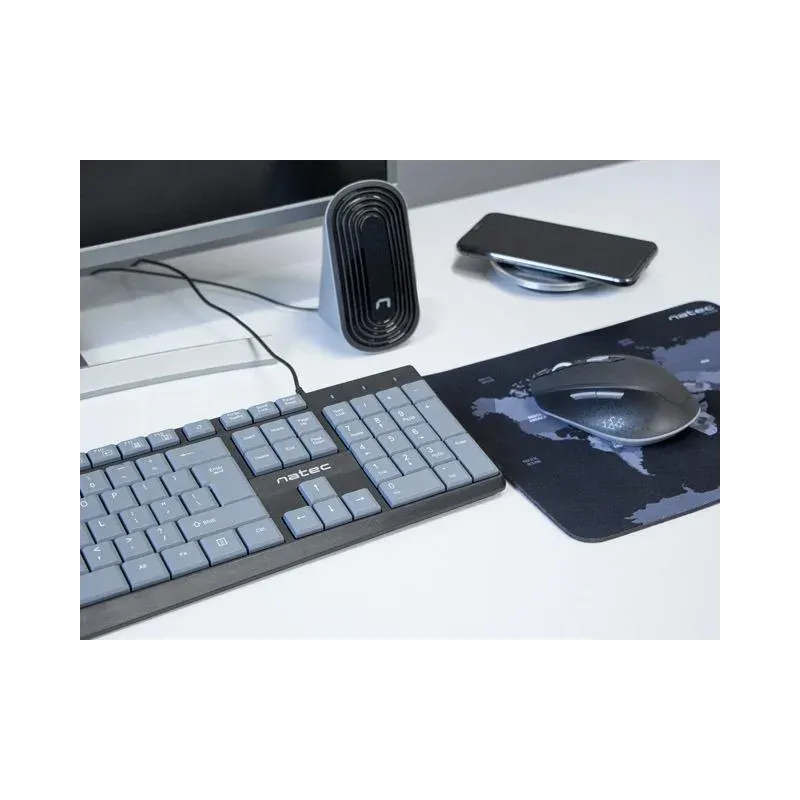 Klawiatura przewodowa Natec Nautilus US slim czarno-szara | PartsPC.pl