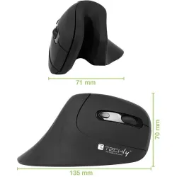 Mysz bezprzewodowa Techly 2.4GHz RF USB pionowa 3200dpi | PartsPC.pl