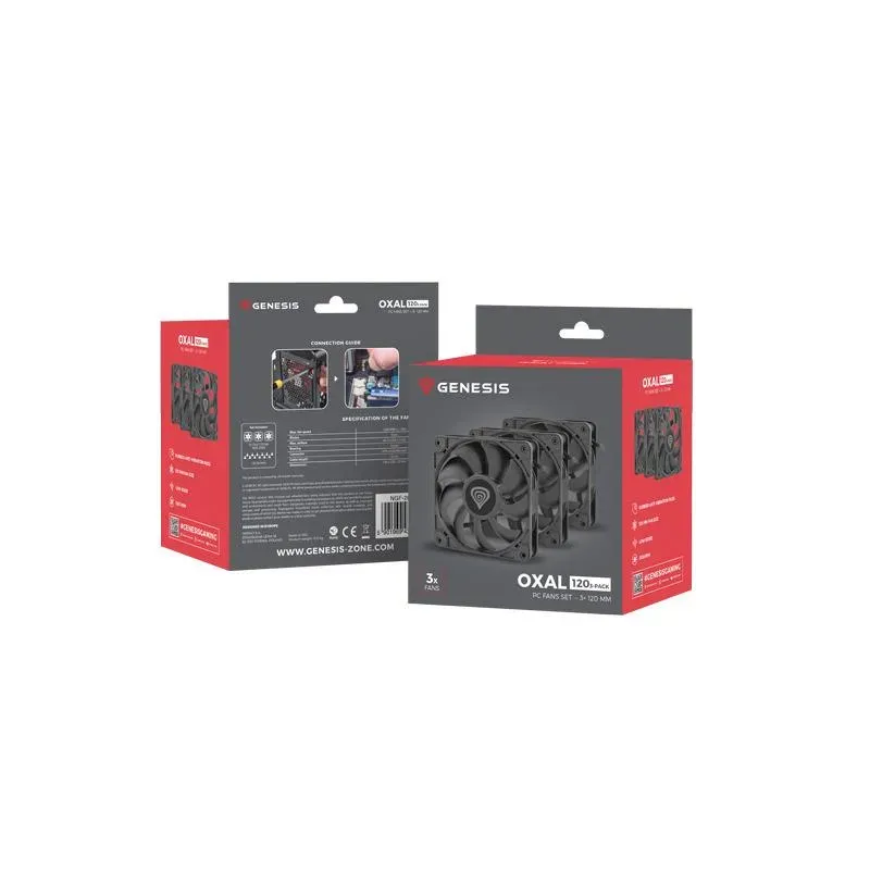 Zestaw 3 wentylatorów do zasilacza/obudowy Genesis Oxal | PartsPC.pl
