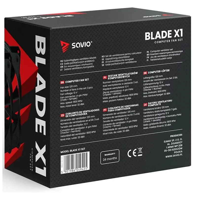 Wentylator SAVIO BLADE 3 x 120mm 4-pin PWM | PartsPC.pl