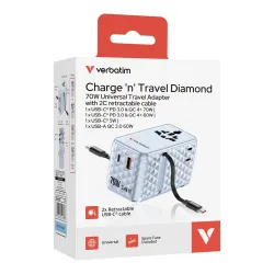 Adapter podróżny Verbatim Charge 'n' Travel GaN III | PartsPC.pl