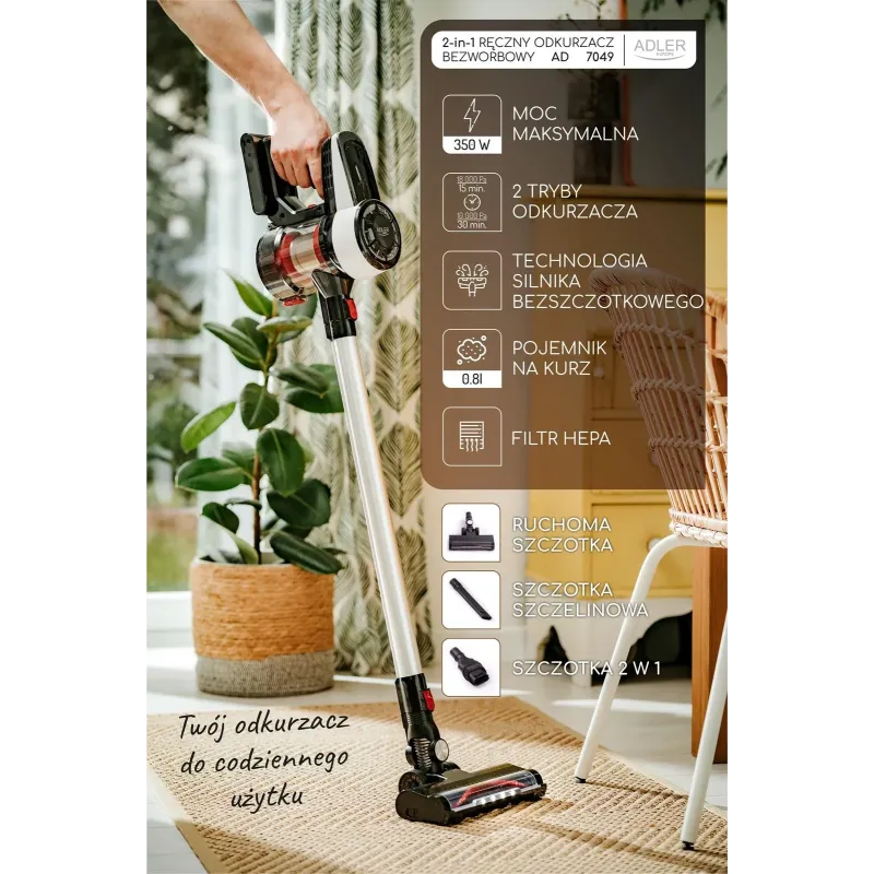 Odkurzacz pionowy Adler AD 7048 bezworkowy z | PartsPC.pl