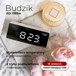 Budzik Adler AD 1189W biały | PartsPC.pl