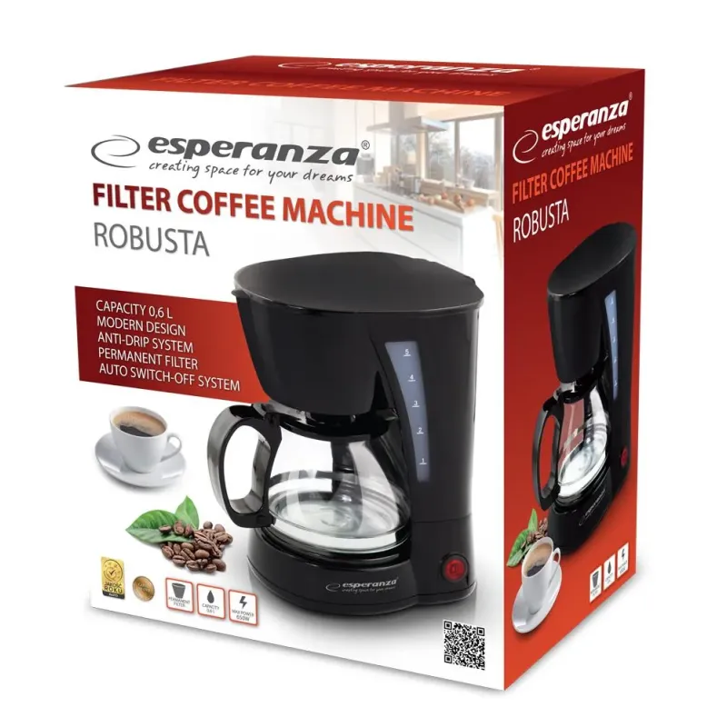 Ekspres do kawy Esperanza EKC006 Robusta przelewowy 0,6l | PartsPC.pl