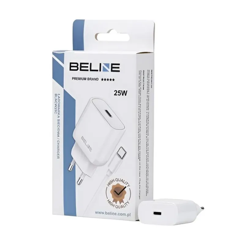 Ładowarka sieciowa Beline 25W 1xUSB-C GaN PD 3.0+kabel | PartsPC.pl