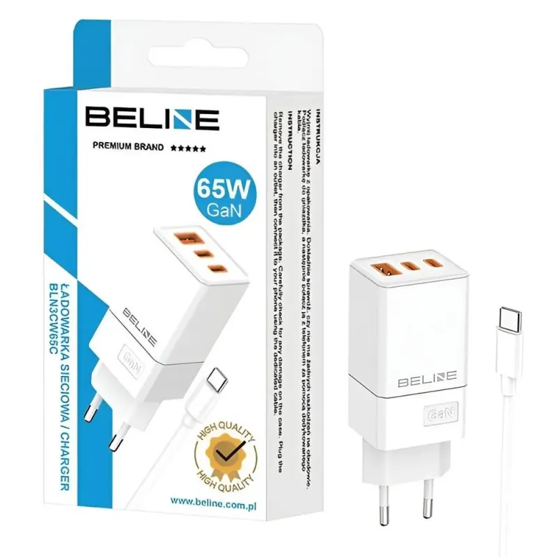 Ładowarka sieciowa Beline 65W GaN 2xUSB-C PD 3.0 + | PartsPC.pl