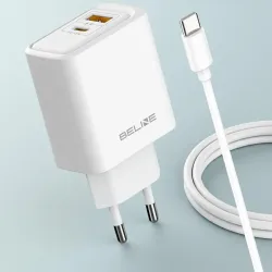 Ładowarka sieciowa Beline 45W 1xUSB-C + 1xUSB GaN PD 3.0 | PartsPC.pl