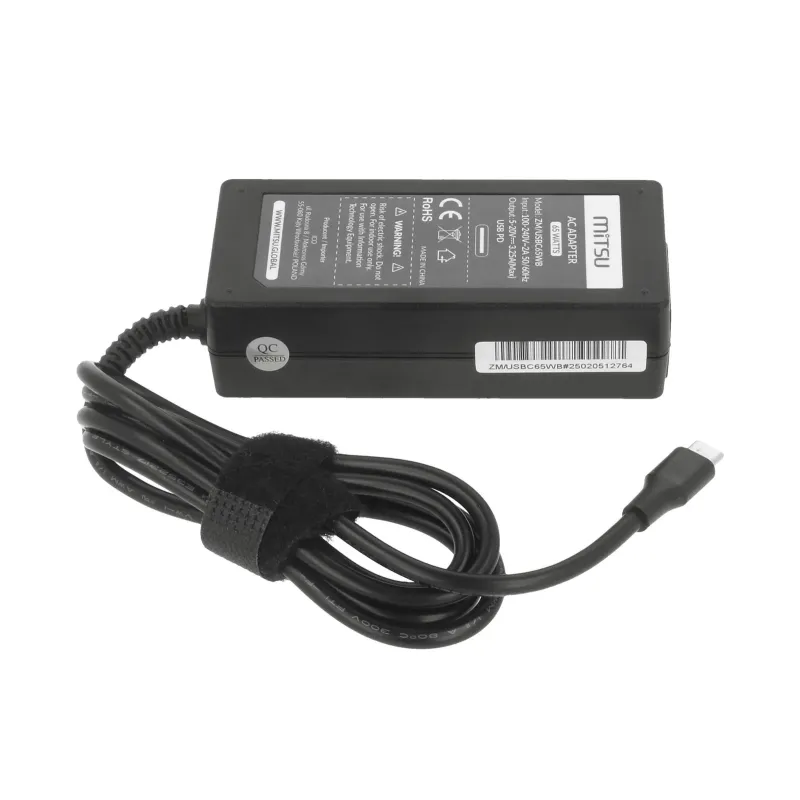 Zasilacz sieciowy Mitsu 65W USB-C, USBC, 5-20V, 3-3.25... | PartsPC.pl