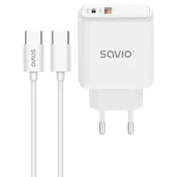 Ładowarka sieciowa 20W SAVIO LA-13 + Kabel Quick Charge | PartsPC.pl