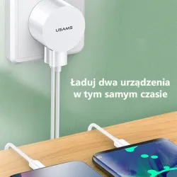 Ładowarka sieciowa Usams T20 2,1A 2xUSB+kabel microUSB - | PartsPC.pl