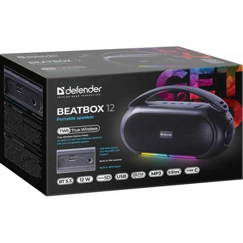 Głośnik Defender BEATBOX 12 Bluetooth 12W | PartsPC.pl