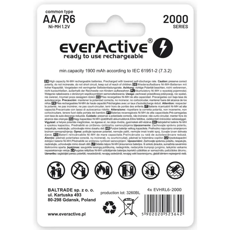 Akumulatorki AA/R6 everActive Silver Line 2000 mAh 4 | PartsPC.pl