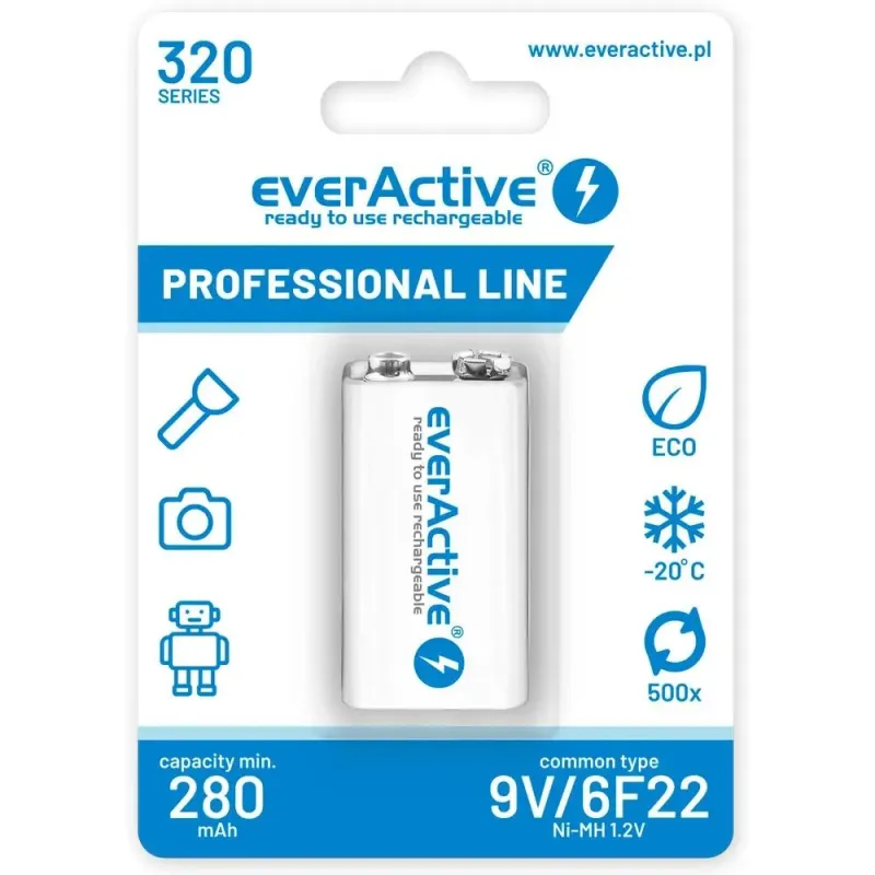 Akumulatorek 6F22/9V everActive Professional Line 320 | PartsPC.pl