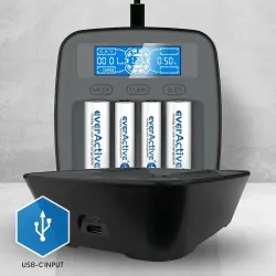 Ładowarka do akumulatorków Ni-MH 4-kanałowa everActive | PartsPC.pl